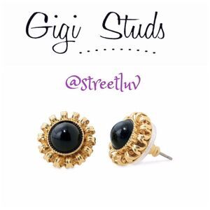 Stella & Dot Black Gigi Stud Earrings